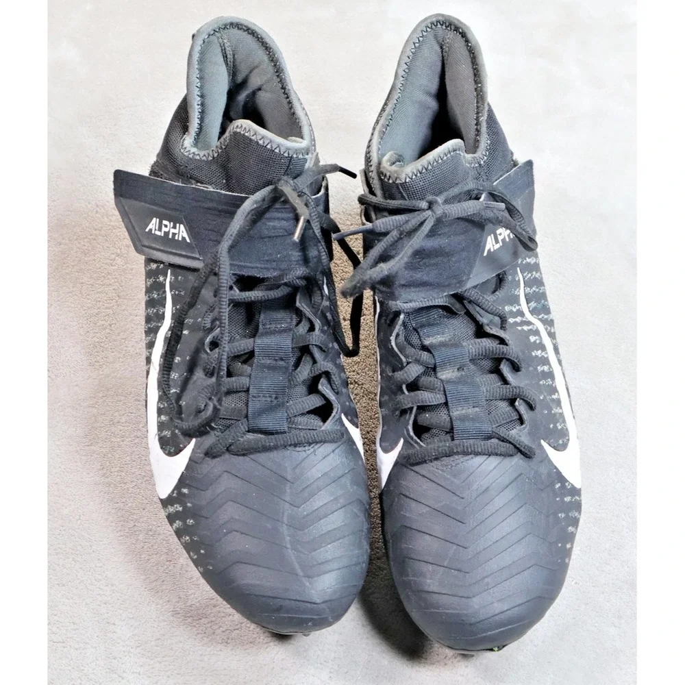 Nike Shoes Mens Size 10.5 Black Alpha Menace Elite 2‎ Football Cleats AQ3209-002